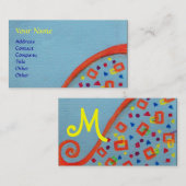 DECO MONOGRAM Oranje blauw Geel Visitekaartje (Voorkant / Achterkant)