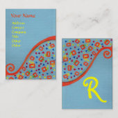 DECO MONOGRAM Oranje blauw Geel Visitekaartje (Voorkant / Achterkant)