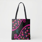 DECO Monogram roze Blauw Groen vierkant zwart Tote Bag (Voorkant)