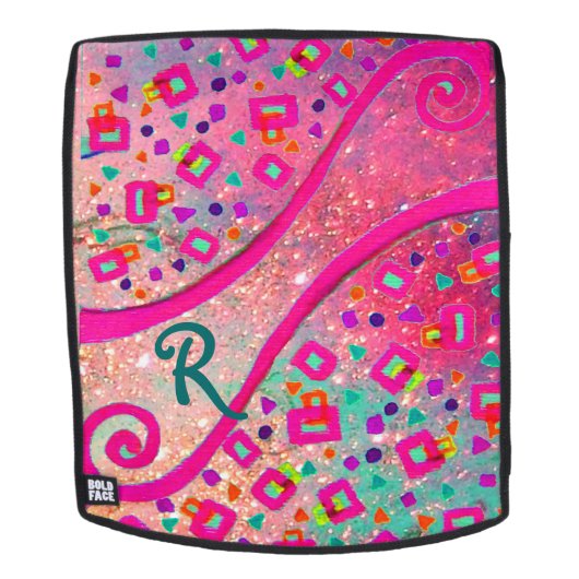 DECO MONOGRAM Roze Fuchsia Blue Green Stippen Squa Rugtassen (Verwijderbaar gezicht)