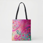 DECo MONogram Roze Fuchsia Blue Green Stippen Squa Tote Bag (Voorkant)