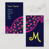 DECO MONOGRAM, Roze Fuchsia Blue Visitekaartje (Voorkant / Achterkant)