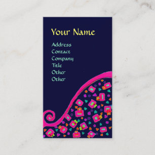 DECO MONOGRAM, Roze Fuchsia Blue Visitekaartje