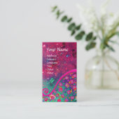 DECO MONOGRAM, Roze Fuchsia Green Sparkles Visitekaartje (Staand voorkant)