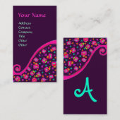 DECO MONOGRAM, Roze Fuchsia Paars Visitekaartje (Voorkant / Achterkant)