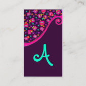 DECO MONOGRAM, Roze Fuchsia Paars Visitekaartje (Achterkant)