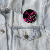 DECO MONOGRAM Roze Fuchsia Yellow White Black Ronde Button 5,7 Cm (In situ)