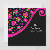 DECO MONOGRAM, Roze Violet Fuchsia Zwart Kaart (Achterkant)
