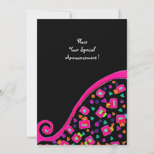 DECO MONOGRAM, zwart, roze paars wit Kaart (Achterkant)