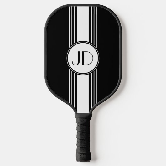 Deco-monogram zwart-wit pickleball paddle (Voorkant)