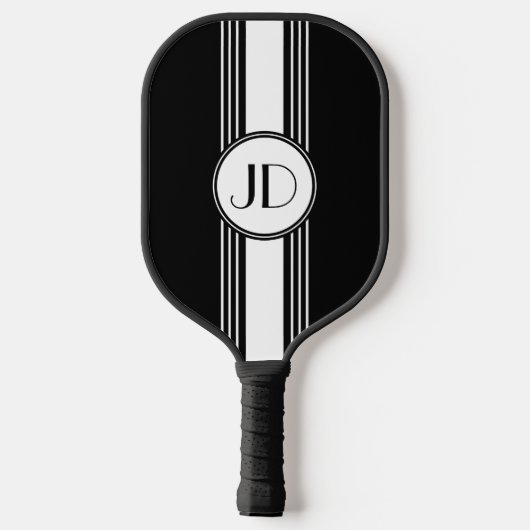 Deco-monogram zwart-wit pickleball paddle (Achterkant)