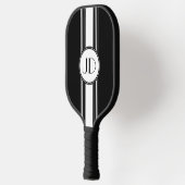 Deco-monogram zwart-wit pickleball paddle (Links)