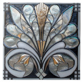 Deco Mooi Zwart Wit Iriserend Glas Goud Tegeltje (Voorkant)