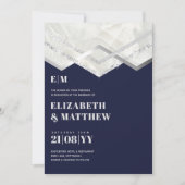 Deco Navy Silver Minimalist Typography Wedding (Voorkant)