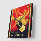  Deco "P. Boutet" Champagne Wall Clock Vierkante Klok (Hoek)