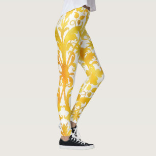 Deco Patroon Gouden Gele Kunst Leggings