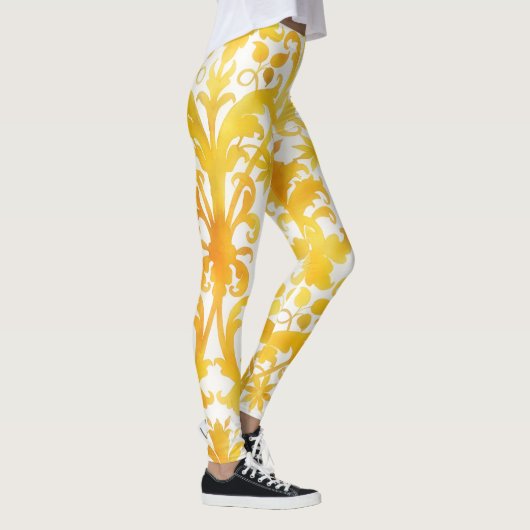  Deco Patroon Gouden Gele Kunst Leggings (Rechts)