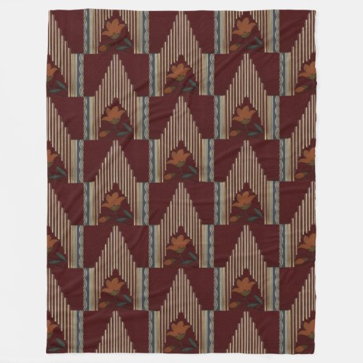 Deco patroon met bloem en spits fleece deken (Voorkant)