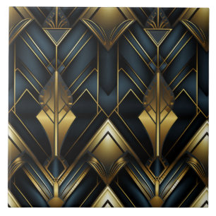 Deco  Pattern, Gouden Marine en Zwart Tegeltje