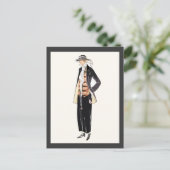 Deco Pochoir, Mode vrouwen 1920 Briefkaart (Staand voorkant)