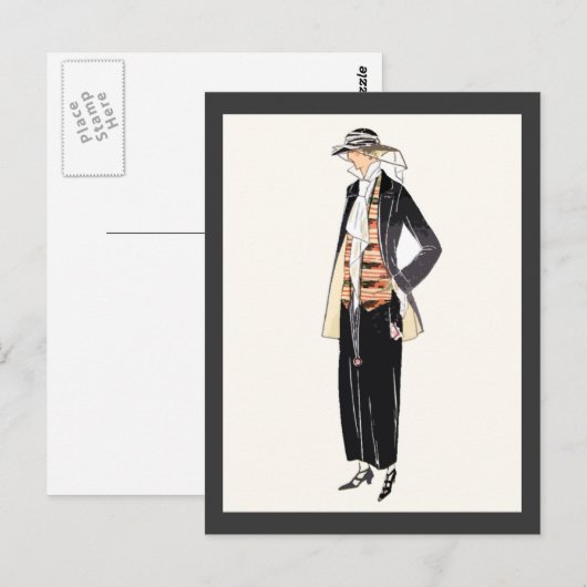 Deco Pochoir, Mode vrouwen 1920 Briefkaart (Voorkant / Achterkant)