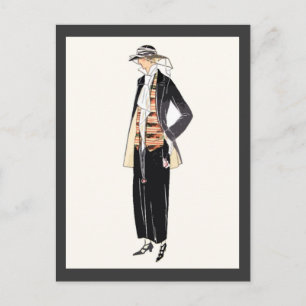 Deco Pochoir, Mode vrouwen 1920 Briefkaart