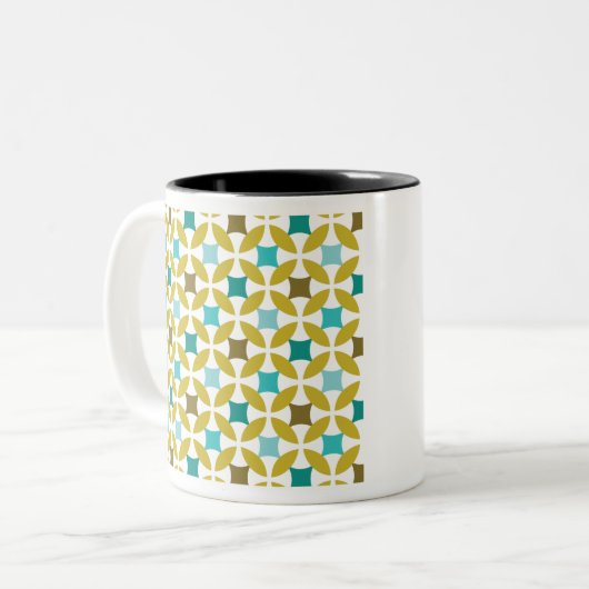 Deco Print Pattern Gold Teal Geometric Tweekleurige Koffiemok (Voorkant links)