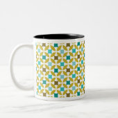 Deco Print Pattern Gold Teal Geometric Tweekleurige Koffiemok (Links)