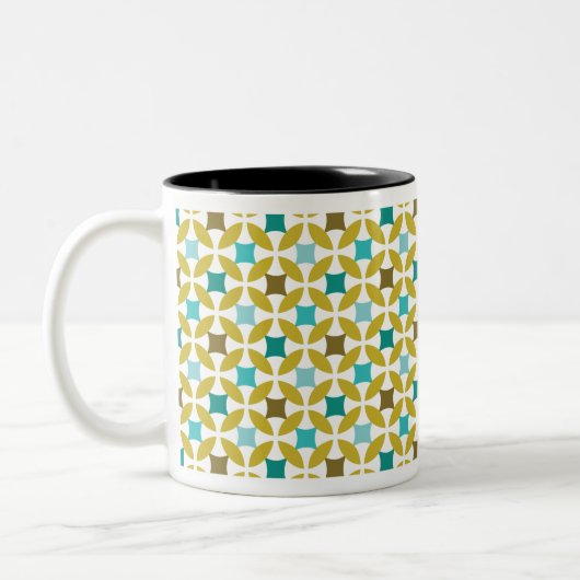 Deco Print Pattern Gold Teal Geometric Tweekleurige Koffiemok (Links)