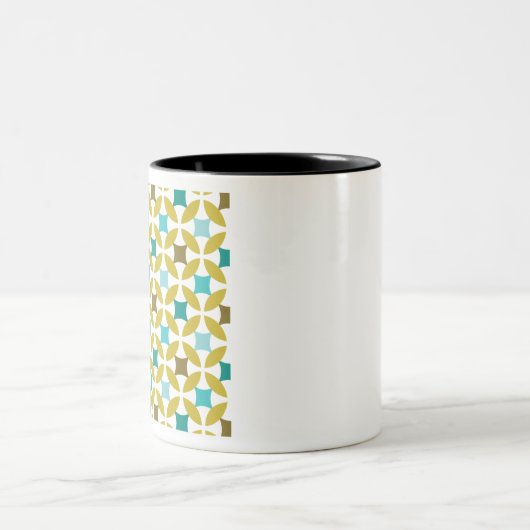 Deco Print Pattern Gold Teal Geometric Tweekleurige Koffiemok (Center)
