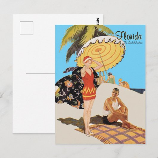  deco-reisillustratie van Florida Briefkaart (Voorkant / Achterkant)