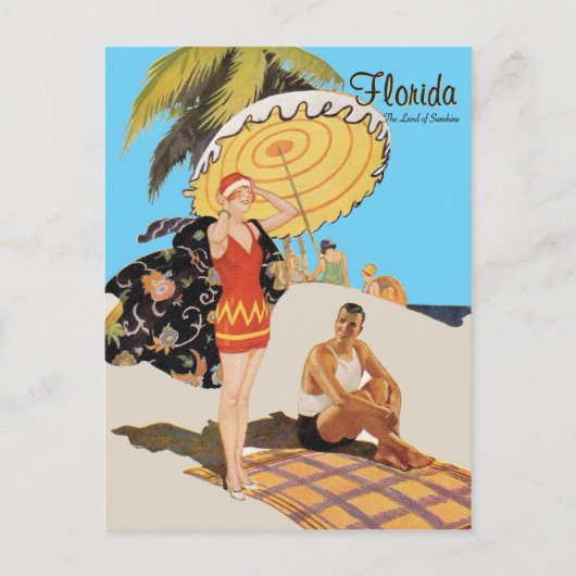  deco-reisillustratie van Florida Briefkaart (Voorkant)