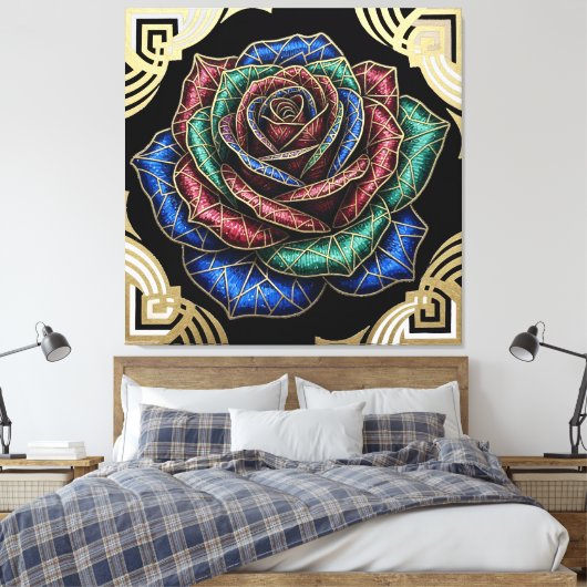 Deco Roos Canvas Afdruk (Insitu (Slaapkamer))