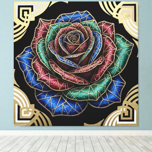 Deco Roos Canvas Afdruk (Insitu (Houten vloer))