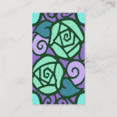 Deco-Rozen in Aqua en Paars Visitekaartje (Achterkant)
