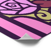 Deco-Rozen in roze Poster (Hoek)