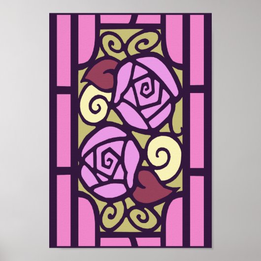 Deco-Rozen in roze Poster (Voorkant)