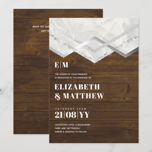 Deco Rustic Silver Minimalist Typography Wedding (Voorkant / Achterkant)