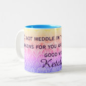 Deco Scallops beduvelen niet in zaken van Dragons Tweekleurige Koffiemok (Voorkant links)