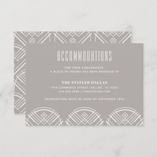 Deco Scallops Trouw Accommodatiekaart - Wit Informatiekaartje (Voorkant / Achterkant)