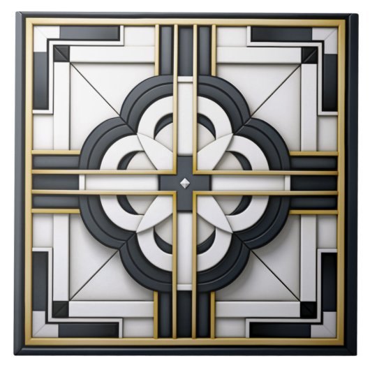 Deco Schoon Zwart Wit Goud Tegeltje (Voorkant)