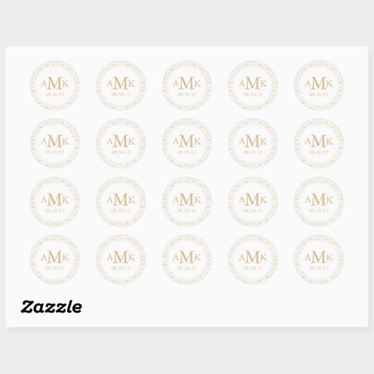 Deco Seigaiha Bruiloft Monogram Stickers (Vel)