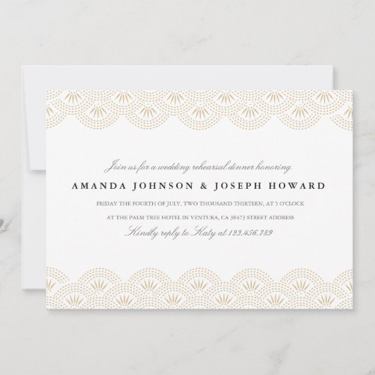 Deco Seigaiha Rehearsal Dinner Invite Kaart (Voorkant)