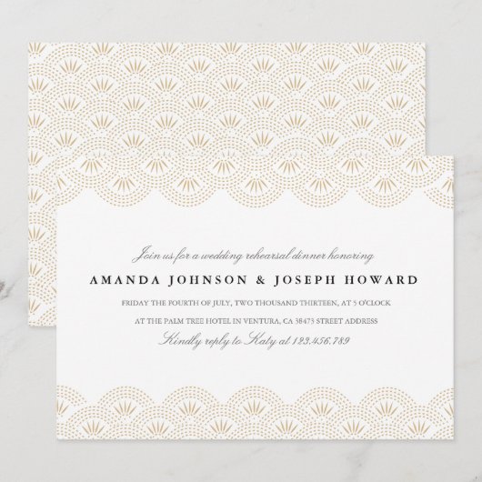 Deco Seigaiha Rehearsal Dinner Invite Kaart (Voorkant / Achterkant)