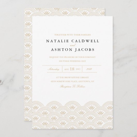 Deco Seigaiha Wedding Uitnodiging (Voorkant / Achterkant)