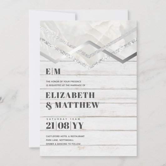 Deco Shabby Silver Minimalist Typography Wedding (Voorkant)