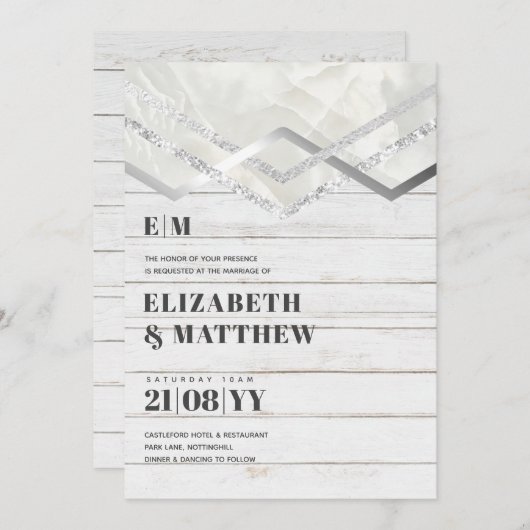 Deco Shabby Silver Minimalist Typography Wedding (Voorkant / Achterkant)