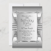 Deco Silver Chrome Metal afbeelding Birthday Party Kaart (Voorkant)