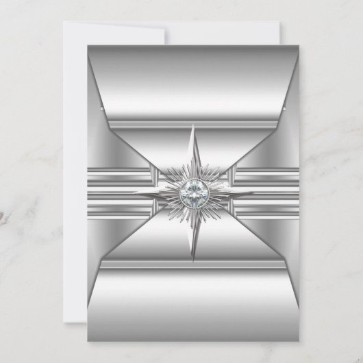 Deco Silver Chrome Metal afbeelding Birthday Party Kaart (Achterkant)