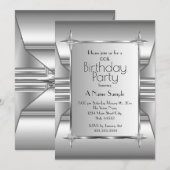 Deco Silver Chrome Metal afbeelding Birthday Party Kaart (Voorkant / Achterkant)